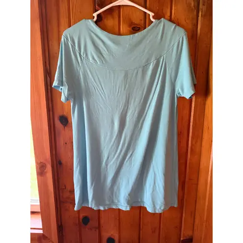 Christopher & Banks Twist Front Top Short Sleeve Casual Blue Size L