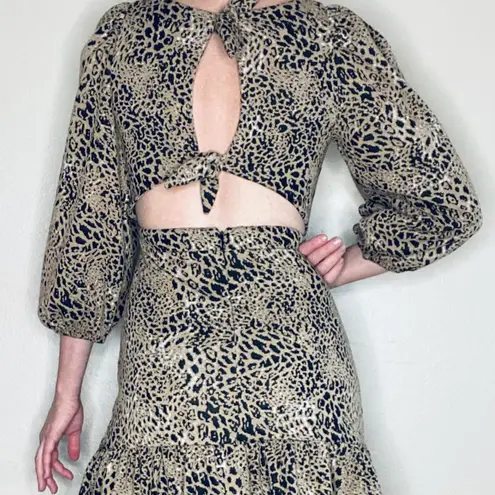 Maeve NWT  By Anthropologie Brown & Black Leopard Animal Print Cut-Out Mini Dress