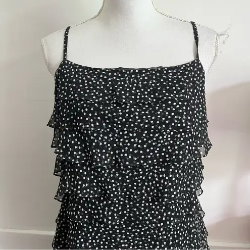 Talbots  • Vintage Black Polka Dot Ruffle Mini Dress