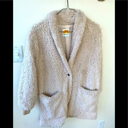 C&C California Faux Fur Light Pale Cream Jacket M
