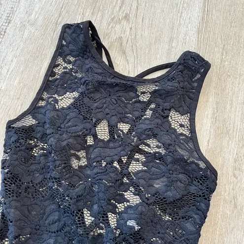 Privy Womens Black Lace Bodysuit - S