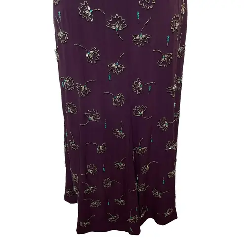 Tracy Reese NWT Anthropologie  Purple Beaded Silk Godet Slip Dress Midi Size 8