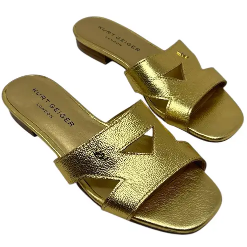 Kurt Geiger “Odina” Metallic Gold Leather Sandals Women’s Size EU 38/US 7.5