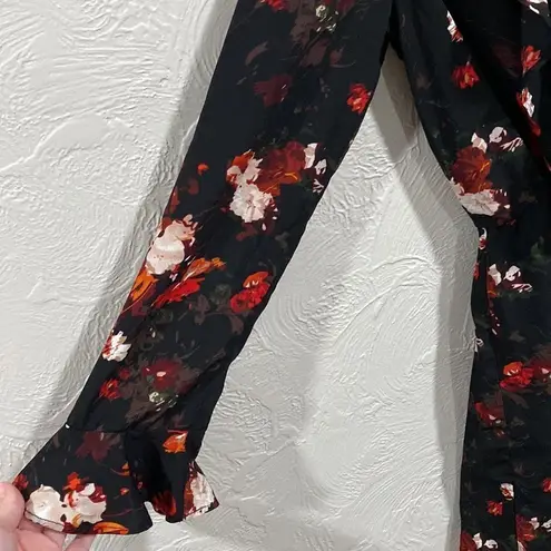 Dex Faux Wrap Black Floral Dress Size Medium