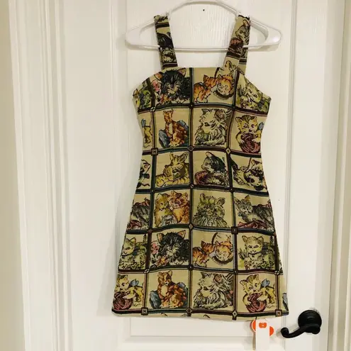 Cider  Women's Cat Lover Mini Dress Square Neck Sleeveless Multi Size XS NWT