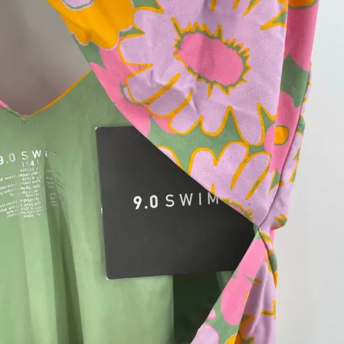 9.0 SWIM Swimsuit Size 14 One Piece Jada Cutout NWT Retro Floral Swim Beach Pink