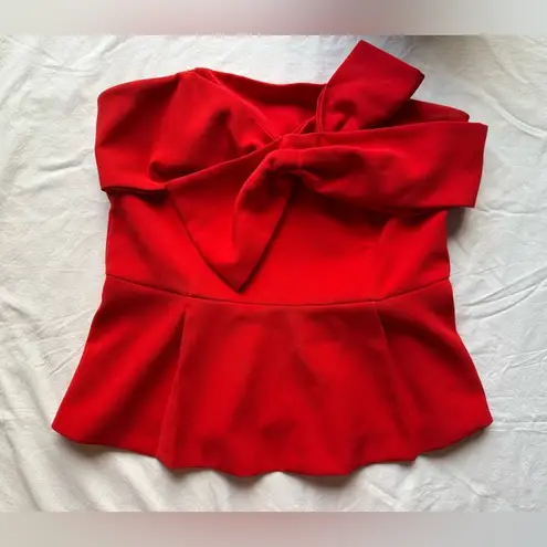Adelyn Rae Red Rozina Woven Strapless Bow Top Large