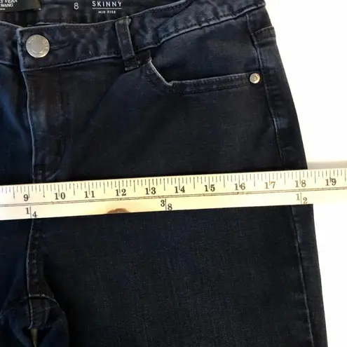 Simply Vera Wang Womens Skinny Jeans Mid Rise Stretch Pockets Dark Wash Denim 8 Blue