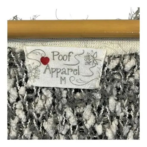 Poof Apparel Cozy Marled Hooded Long Cardigan Sweater Duster Gray White Size M