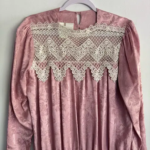 Jessica McClintock Vintage 80s Jessica McClintock Lord & Taylor Pink 100% Silk And Lace Top Size 6