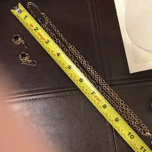 Onyx BARSE Bronze & Black Double Necklace Scroll Cage Pendant Earrings & Ring