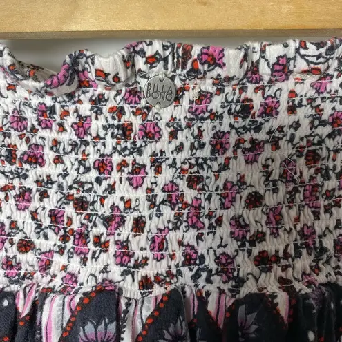 Billabong | Floral Print Strapless Top Black/Pink Sz Medium