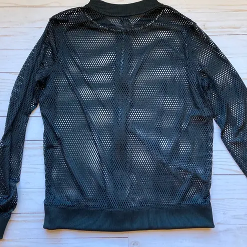 Victoria's Secret Sport All Over Mesh Bomber Jacket Black Sz S