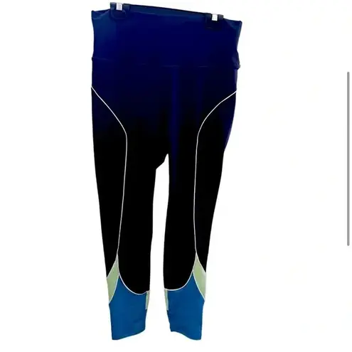WILO SPORT LEGGINGS CROP NAVY/MINT SIZE L NWT Size L