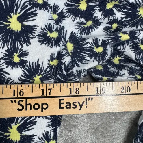 St. John Sport Womens M White Navy Yellow Daisy Print 3/4 Sleeve Stretch Medium