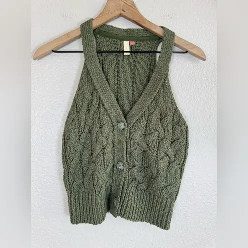 Pilcro Anthropologie Olive Moss Green Cable Knit Sweater Tank Top XS $80