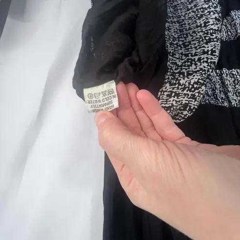 Signals Black White Tiered Stripe Aline Lined Flowy Boho Maxi Skirt Size Medium