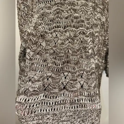 Alfani Open-Front Cardigan Long Plus Size Knitted Brown White 3/4 Sleeves 2X