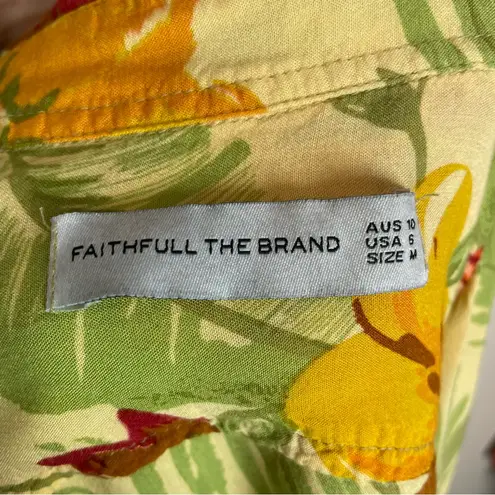 Faithfull the Brand Faithfull the Brand Crop Top Tie Front Size 6 Floral Yellow Tropical Blouse