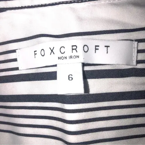 Foxcroft Stripe Non-Iron Cotton Sleeveless Maxi Shirtdress 6 EUC