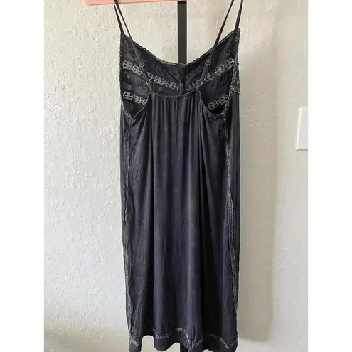 POL Black Lace Trim Slip Dress Gray