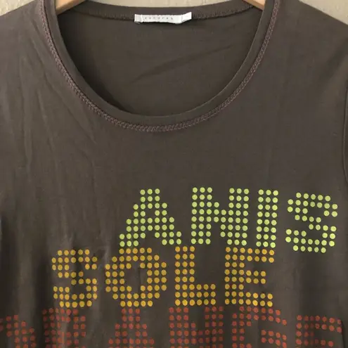 Belgium Xandres Graphic Tee Anis Sole Lily Frutti European Travel Vacation Brown Size L