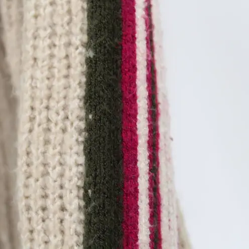 Heartloom Remy Striped Sleeve Cardigan Sweater Beige Hidden Button Placket XS