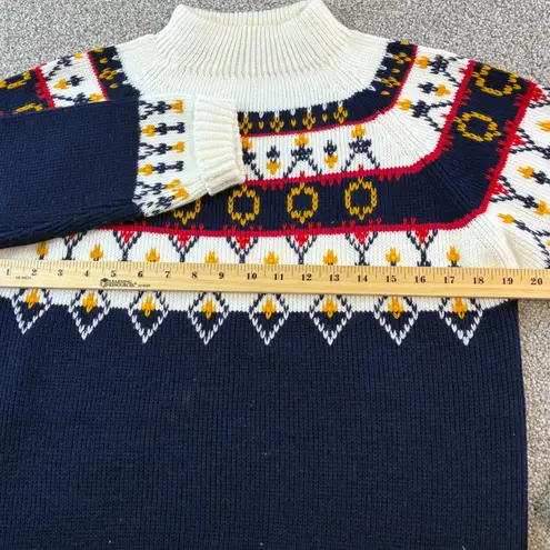 Vintage JC Penney Acrylic Fair Isle Mock Neck Sweater Womens Size M 80's Retro Blue Size M