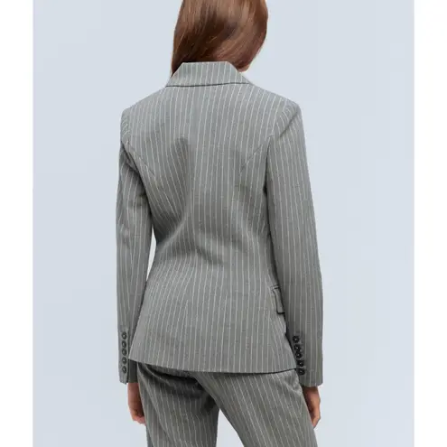 L'Agence Kenzie Double Breasted Blazer Jacket Pinstripe Gray Classic Preppy US 4