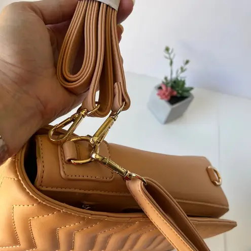 Piper Noble Quilt Convertible Backpack Crossbody Bag Neutral Blush Vegan Leather Tan