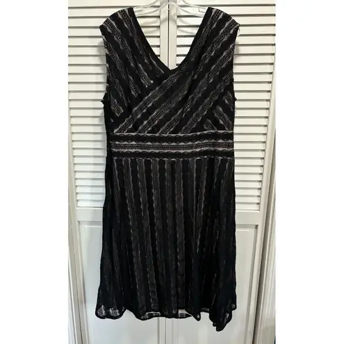 Signature Harper Lace Black Lined Sleeveless Dress Long Size 20W Side Zip Black