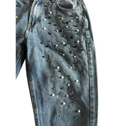 Calzedonia Embellished Pearl Ankle Jeans Size Small