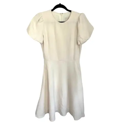 Gal Meets Glam  Krista Fit & Flare Dress Women's 4 Cream Crepe Puff Sleeve NWT