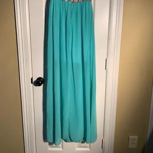 Strapless Sequin Mint Green Dress Mardi Gras Size L