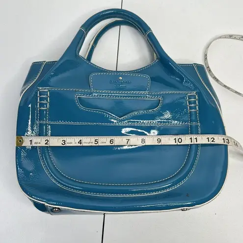 Kate Spade New York Lazuli Pretty Penny Treesh Patent Leather Satchel Bag Purse Blue
