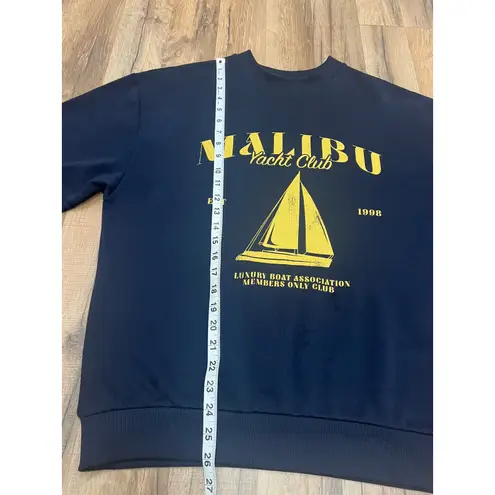 ASOS Malibu Yacht Club Sweatshirt XS 100% Cotton Navy Graphic
