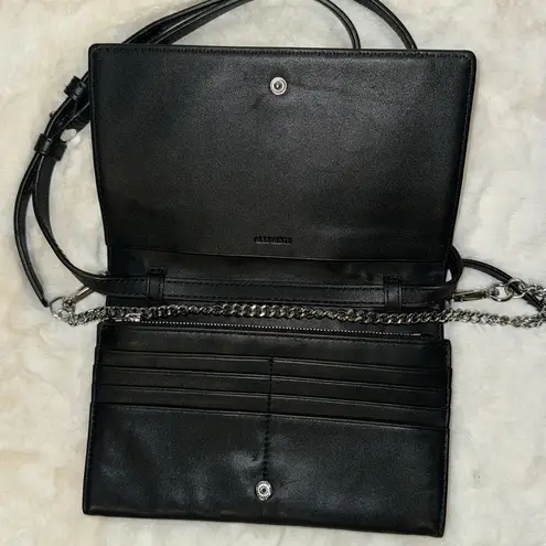 ALLSAINTS Claremont Crossbody Leather Bag Snakeskin Print w Chain Strap