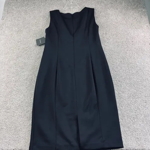 Ellen Tracy Womens 14 Black Sleeveless Sheath Dress With Gold Floral Detail