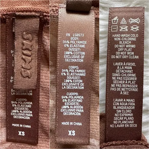 SKIMS Bodysuit Summer Mesh Mock Neck Sleeveless Sheer Latte Swirl Brown XS