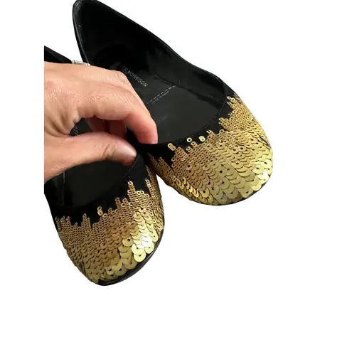 SIGERSON MORRISON Black Gold Suede Sequined Ballet Flats Size 6