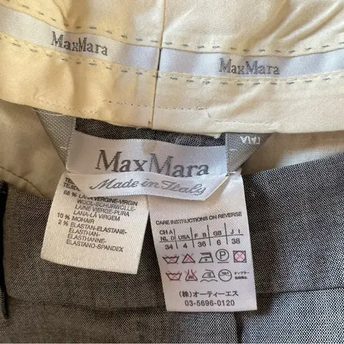 Max Mara Wool Mohair Blend Minimalist Euro Chic Wide Leg Low Rise Trousers 6