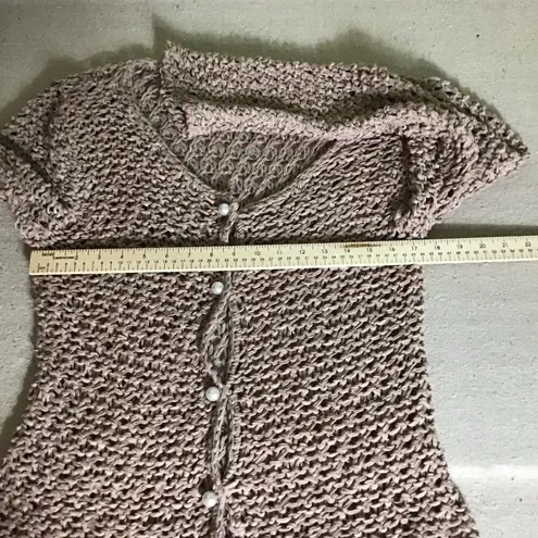 Cream Cloth Women Crochet Sweater With Pearl Button Detail Sz XL EUC Runs Small Tan Size L