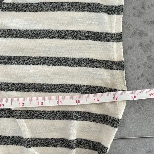 Mystree cap sleeve knee length cinch tie waist cream and gray stripes dress S