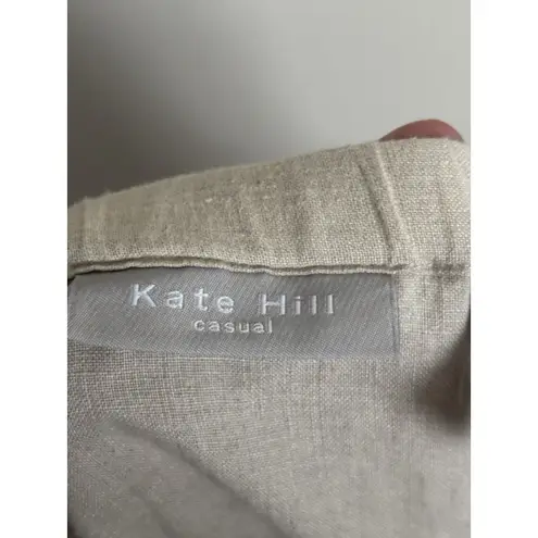 Kate Hill Casual XL Flax Linen Pants Beige Oatmeal Quiet Luxury Coastal Casual