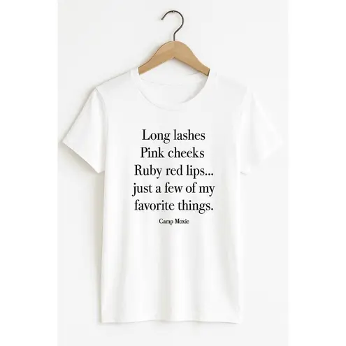 Camp Moxie White Favorite Things Graphic Tee Women’s Size M Crew Neck Short Slee White Size M