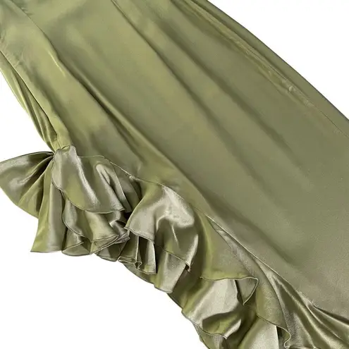 Alessandra Rich Ruffle Gown in Olive Green Green Size 2