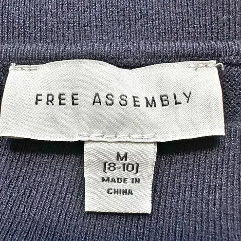 Free Assembly Womans Sweater Navy/White Stripe M Button Shoulder Boat Neck Blue Size M