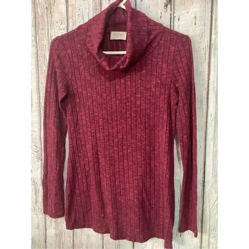 Everly Anthropologie  Cowl Neck Top Burgundy Pink Size Small Ribbed 🌸🍒