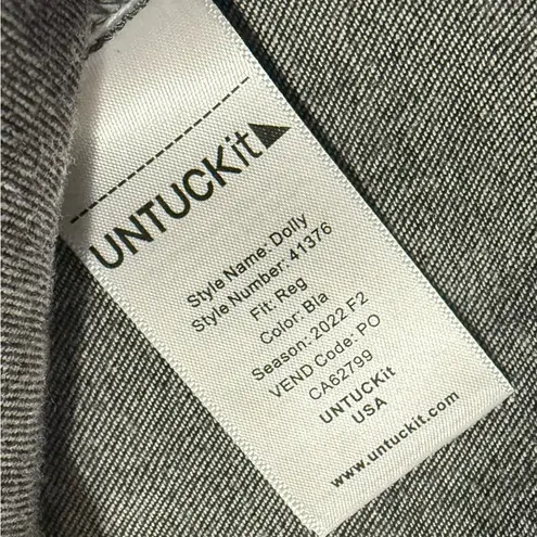 UNTUCKit Black Notched Collar Snap Button Down Dolly Shirt Size 8