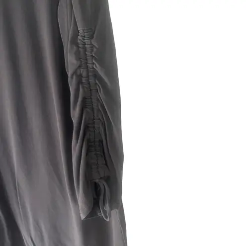 Garnet Hill Women's Size Large Grey Soft Tencel Rouched Sleeves Tunic Top